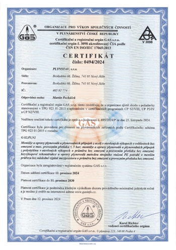 Certifikát GAS 0494/2024